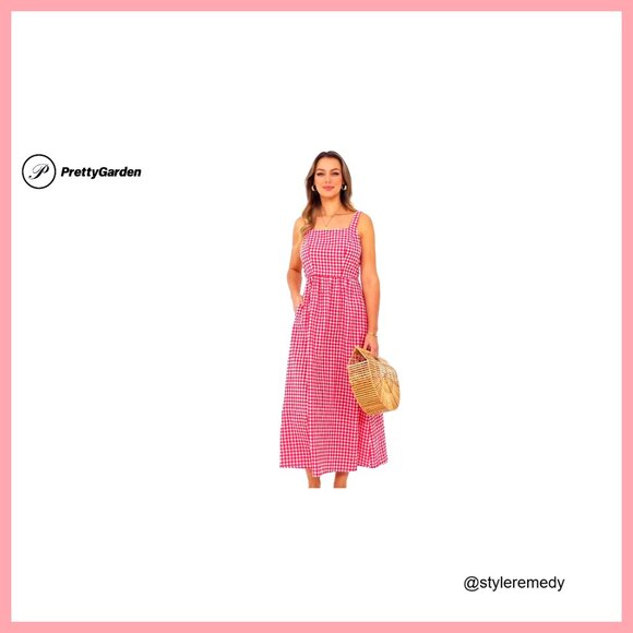 Summer Maxi Dress Spaghetti Strap Square Neck A-Line Pockets Casual Beach - Picture 7 of 7